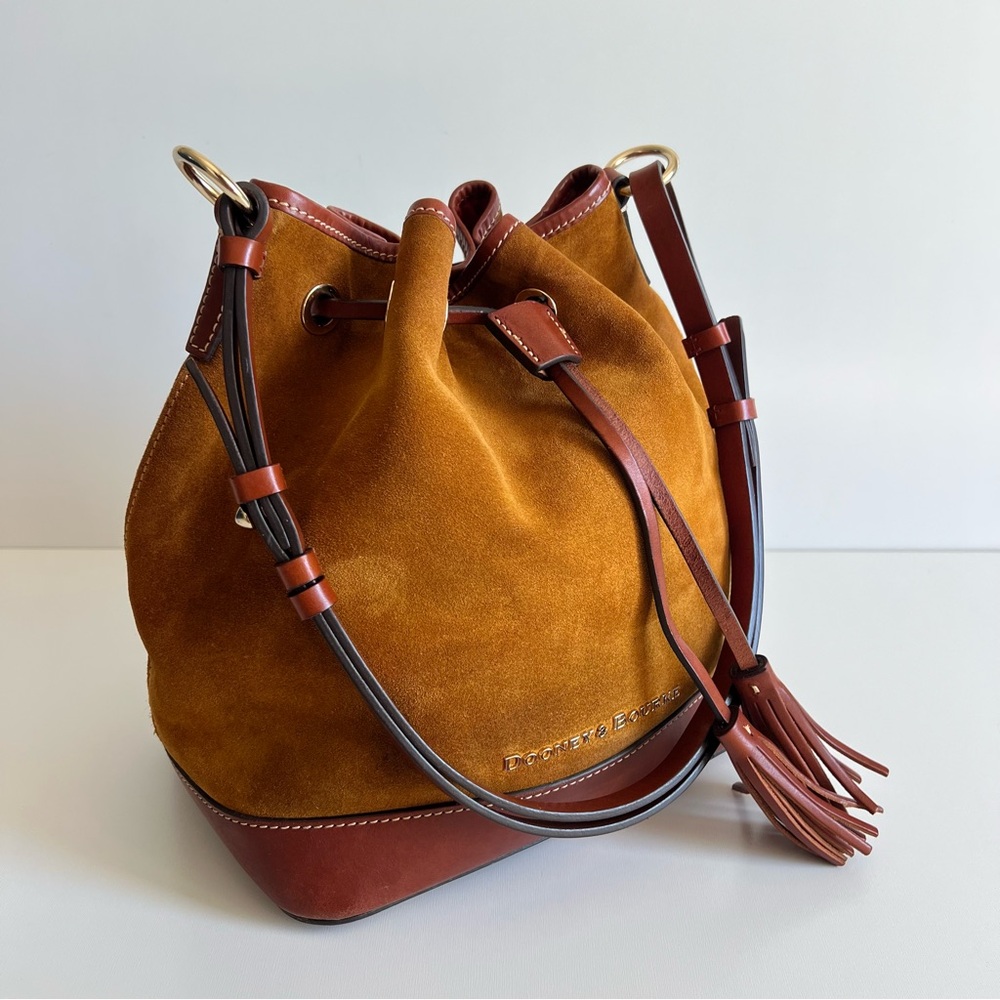 Dooney & Bourke Tan Suede Drawstring Bag